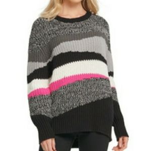 DKNY Colorblocked Chunky Knit Sweater XL